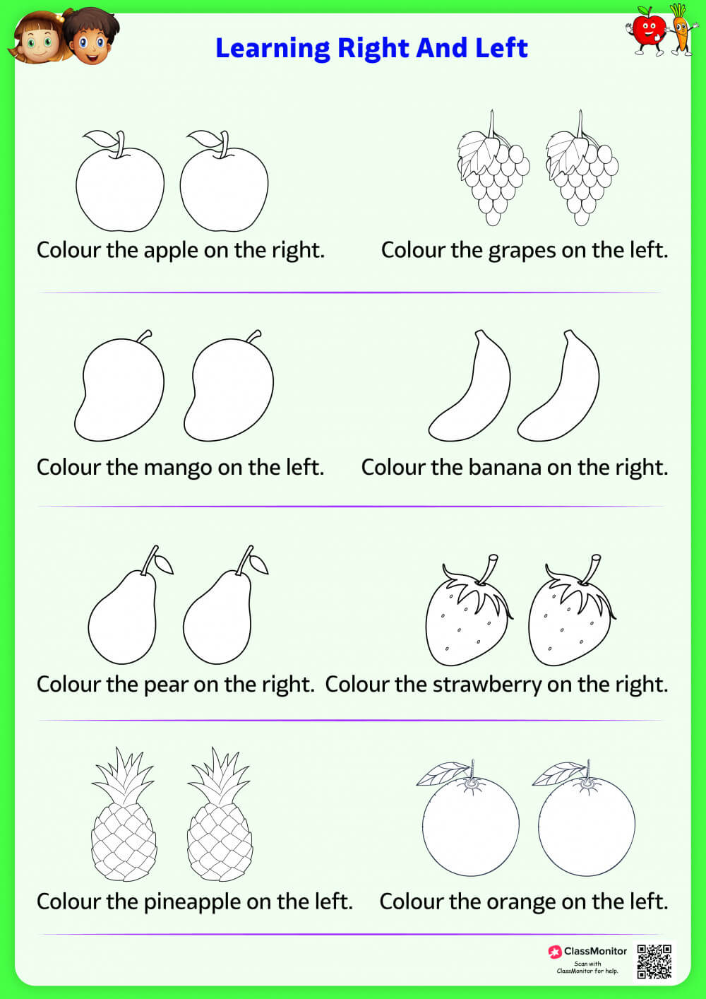 Worksheet - Learning Left and Right