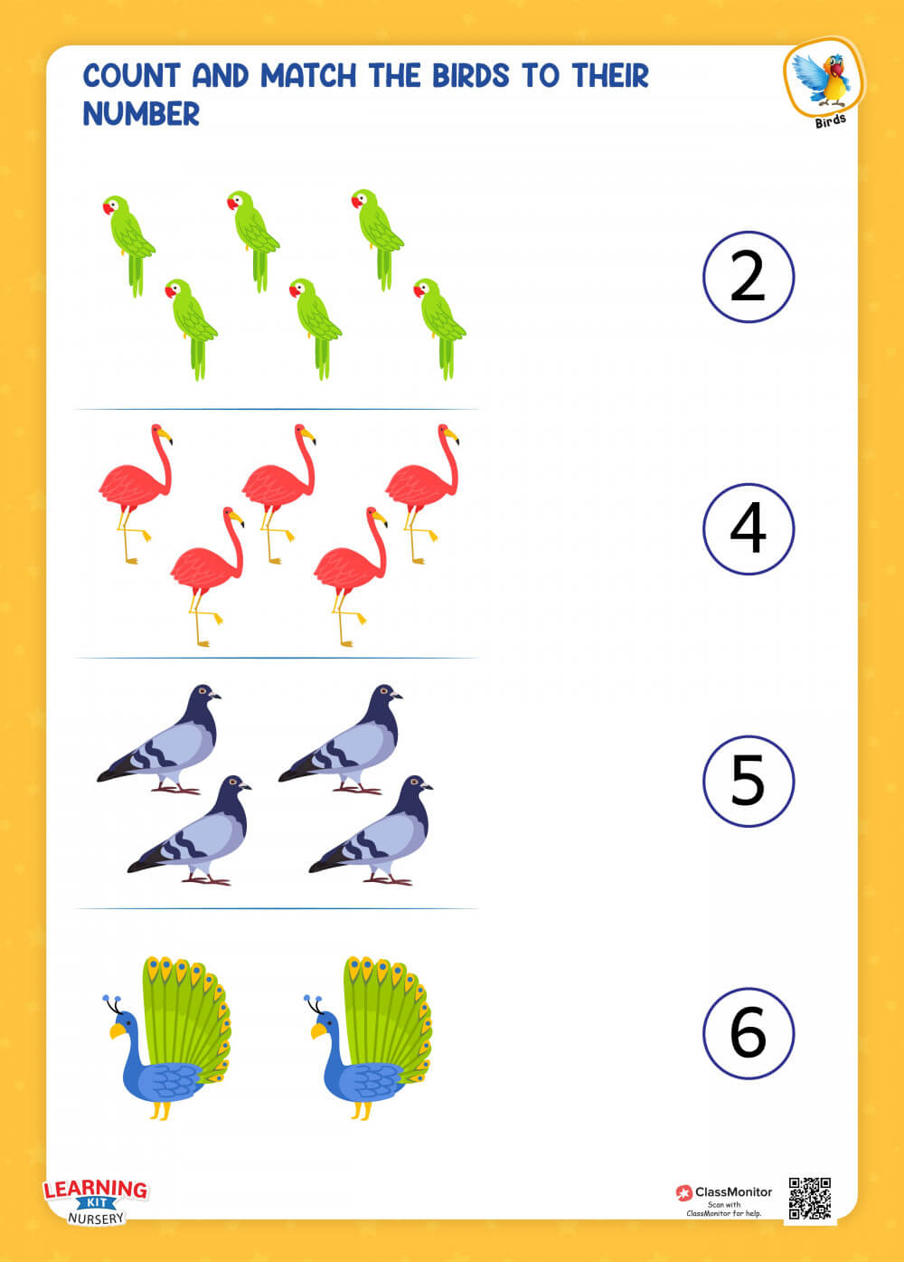 Birds Activity Count & Match The Correct Number. - ClassMonitor