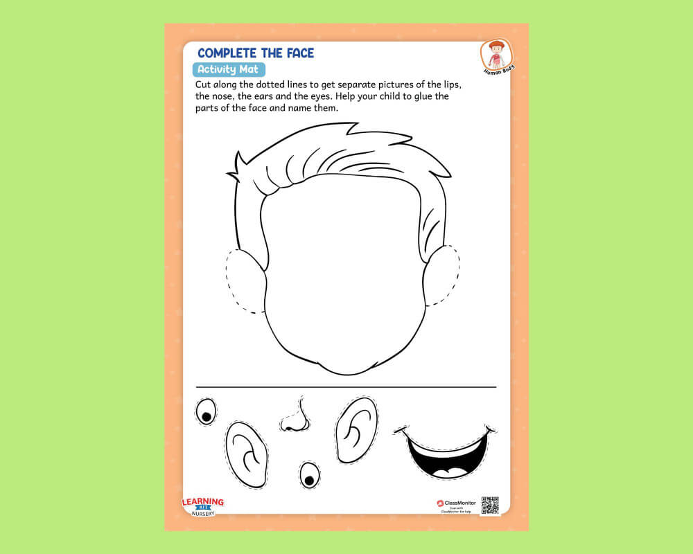 The Human Body Activity Complete The Face- Worksheet - ClassMonitor