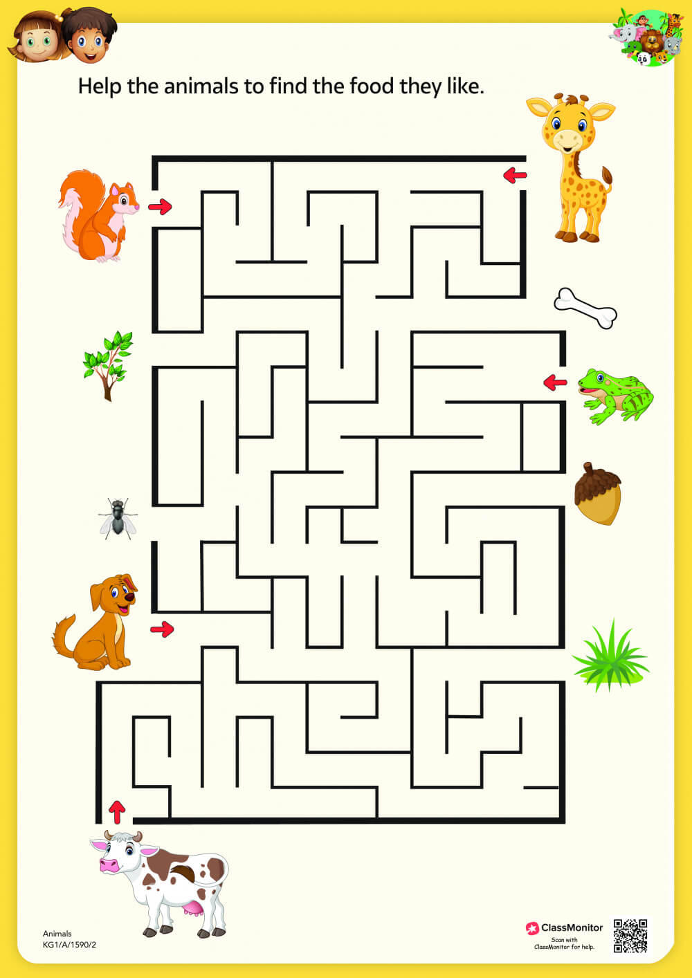 Animals, Birds & Insects Activity Animals & Their Food - Maze - ClassMonitor