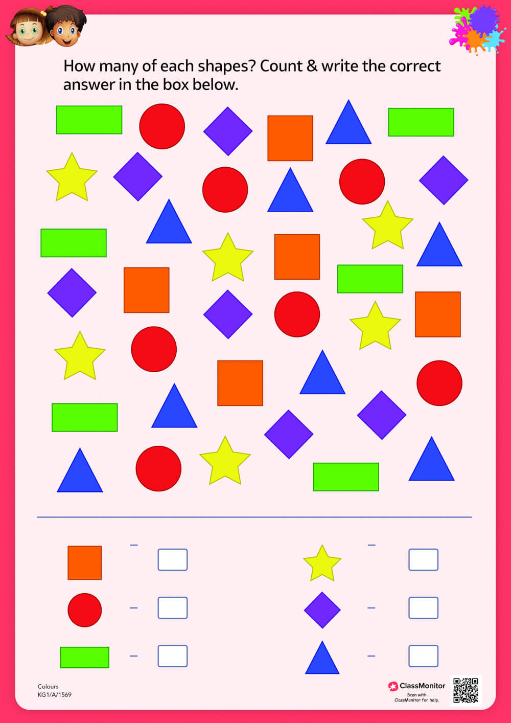 Shapes and Colours Activity Introducing Shapes & Worksheet Count The