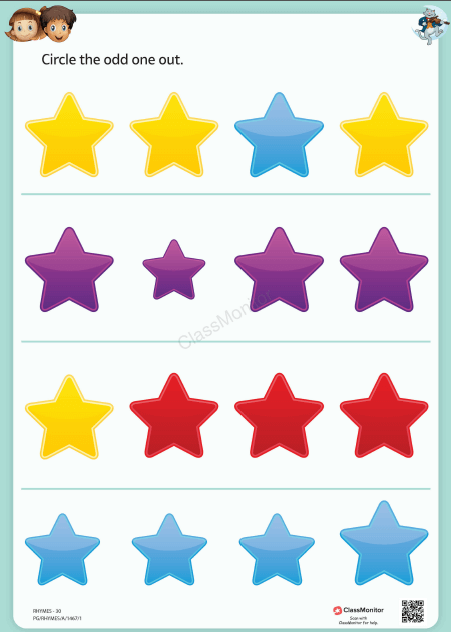 Twinkle Twinkle Little Star Odd One Out Worksheet