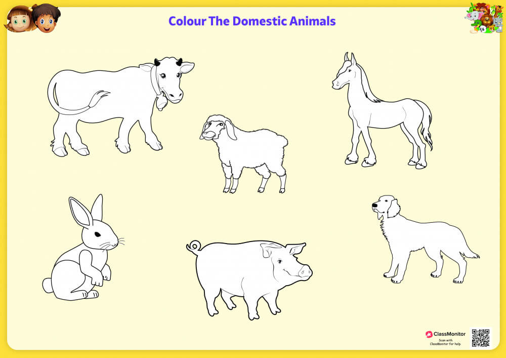 Worksheet - Identify The Domestic Animals