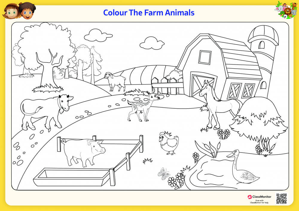 Worksheet - Colour The Farm Animals