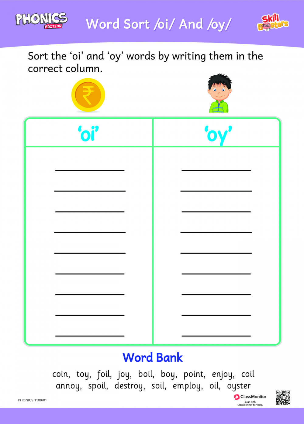 Worksheet - Word Sort "oi" and "oy"
