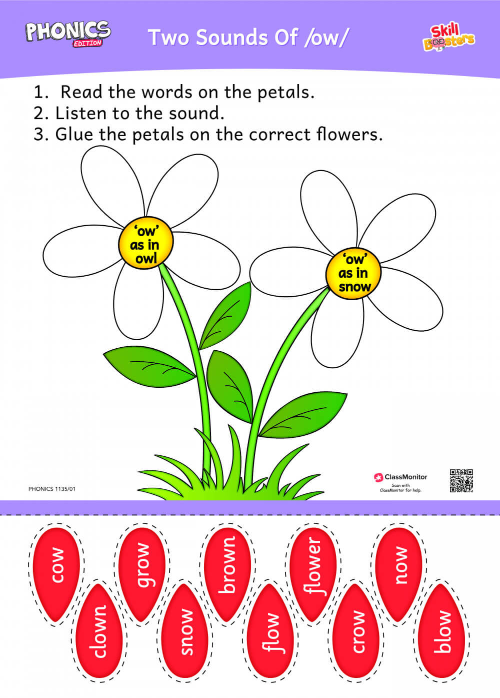 Worksheets - Two Sounds of "ow"