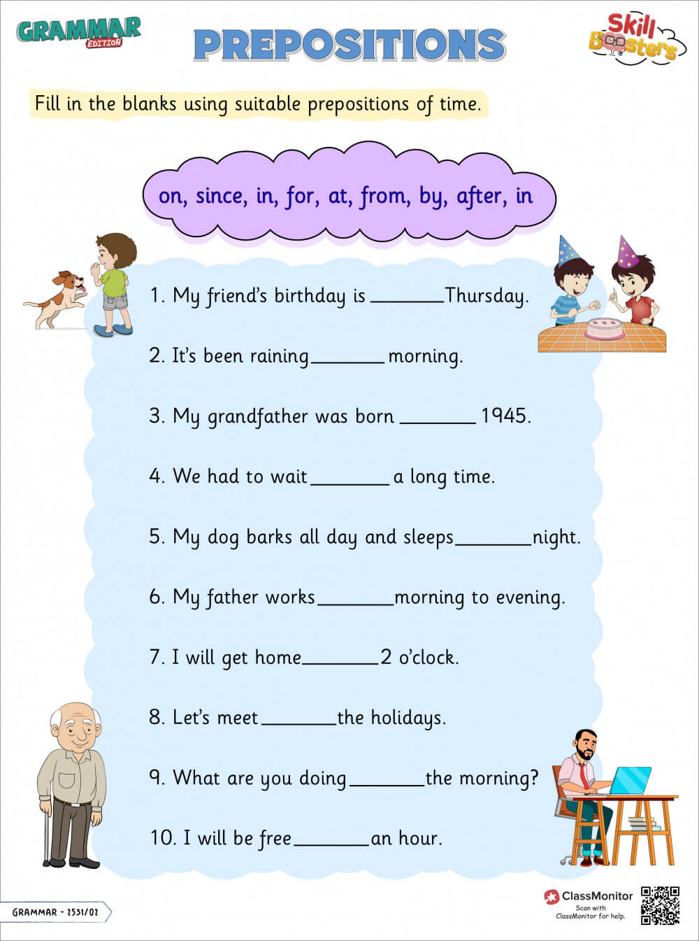 Worksheet - Prepositions