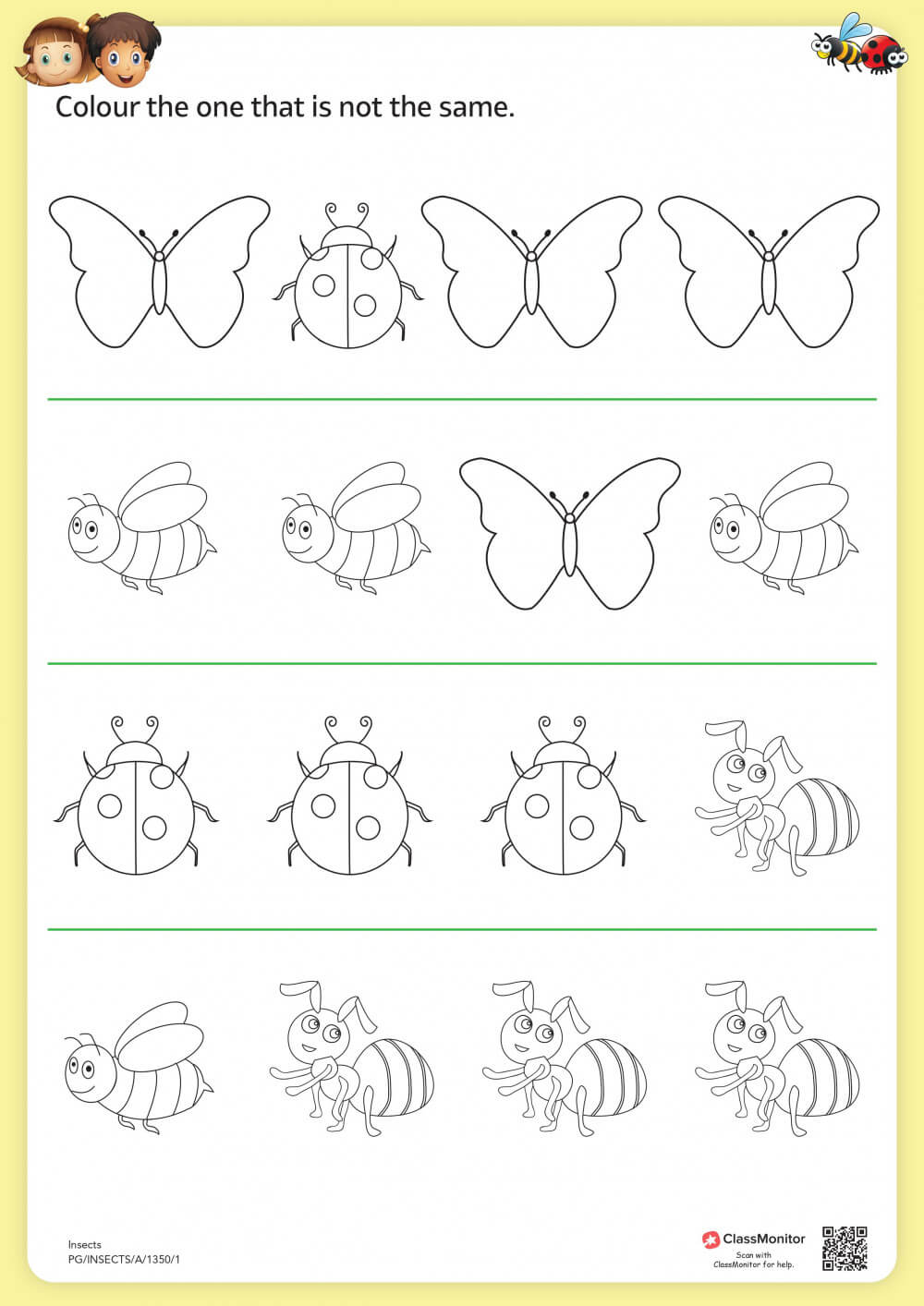 Worksheet Colour the Odd One Out