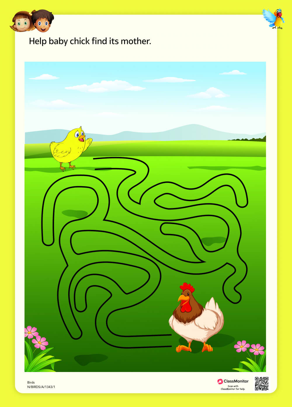 Worksheet - Help the Baby Chick Find Its Mother