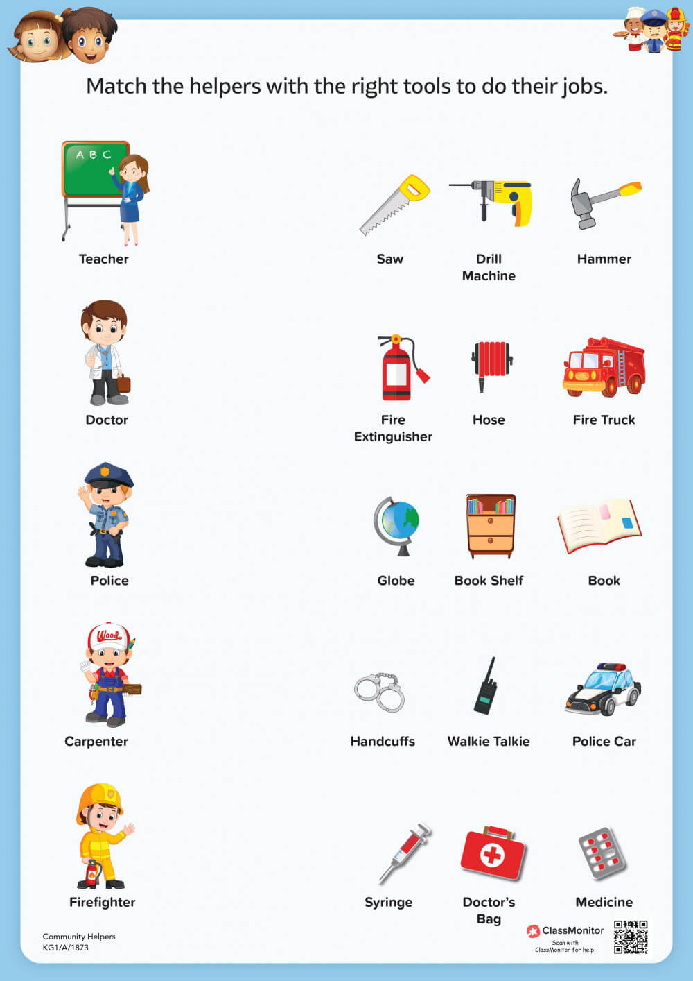 Match the Community Helpers With The Right Tools