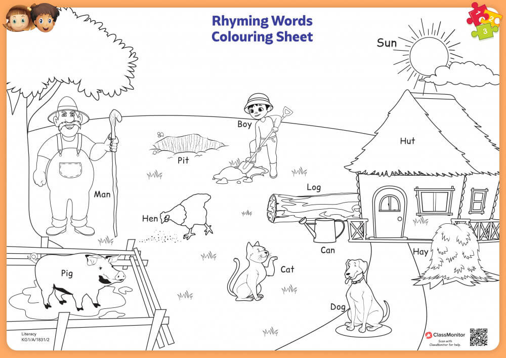 Rhyming Words- Colouring Sheet