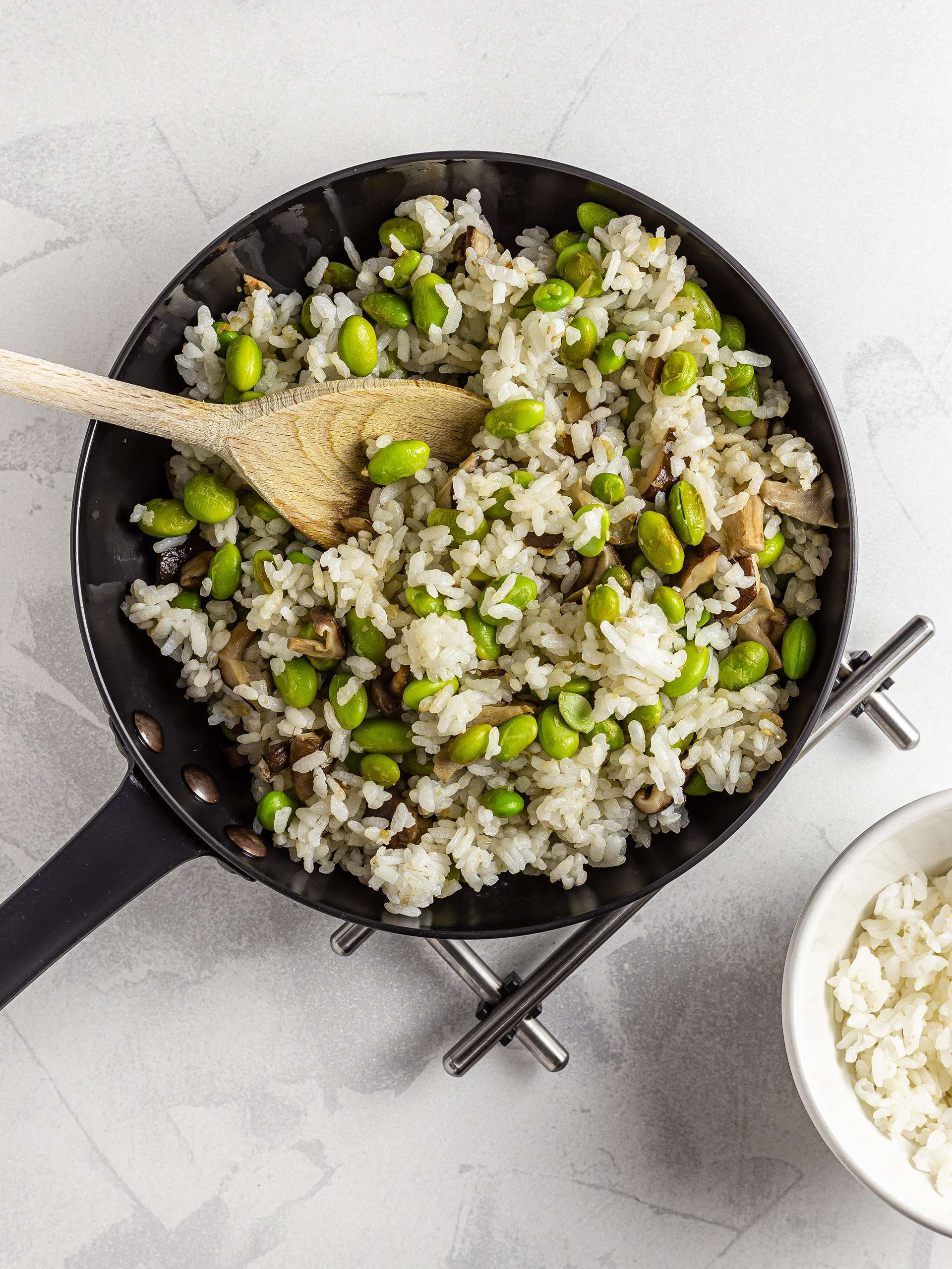 Japanese Garlic Fried Rice with Shiitake and Edamame Foodaciously