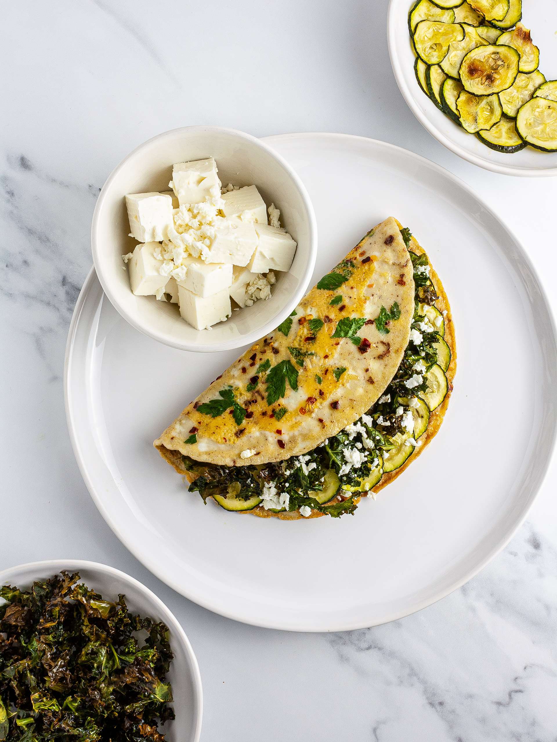 Kale Courgette And Feta Omelette Recipe Foodaciously