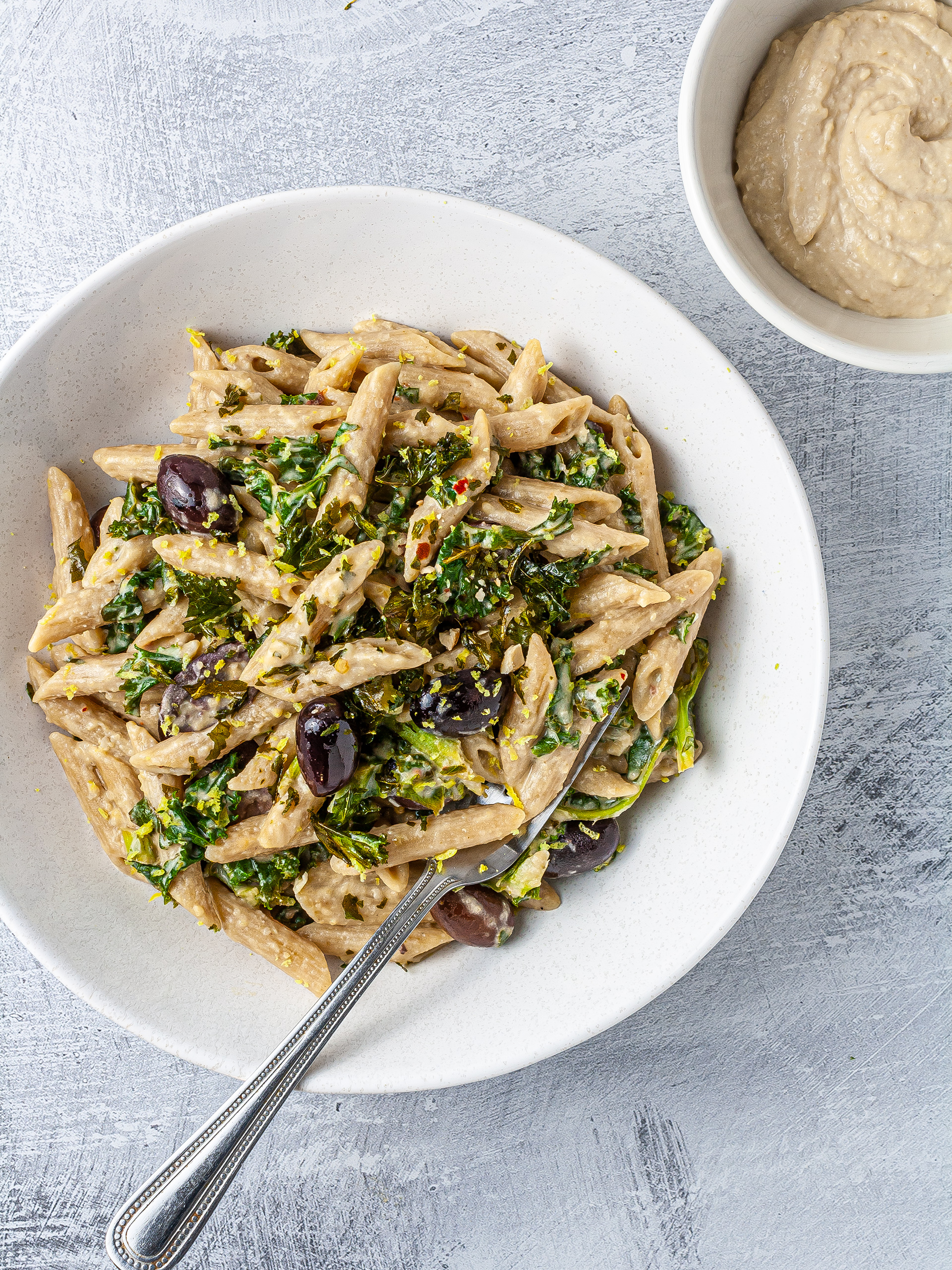 Vegan Hummus Pasta With Kale Recipe Foodaciously