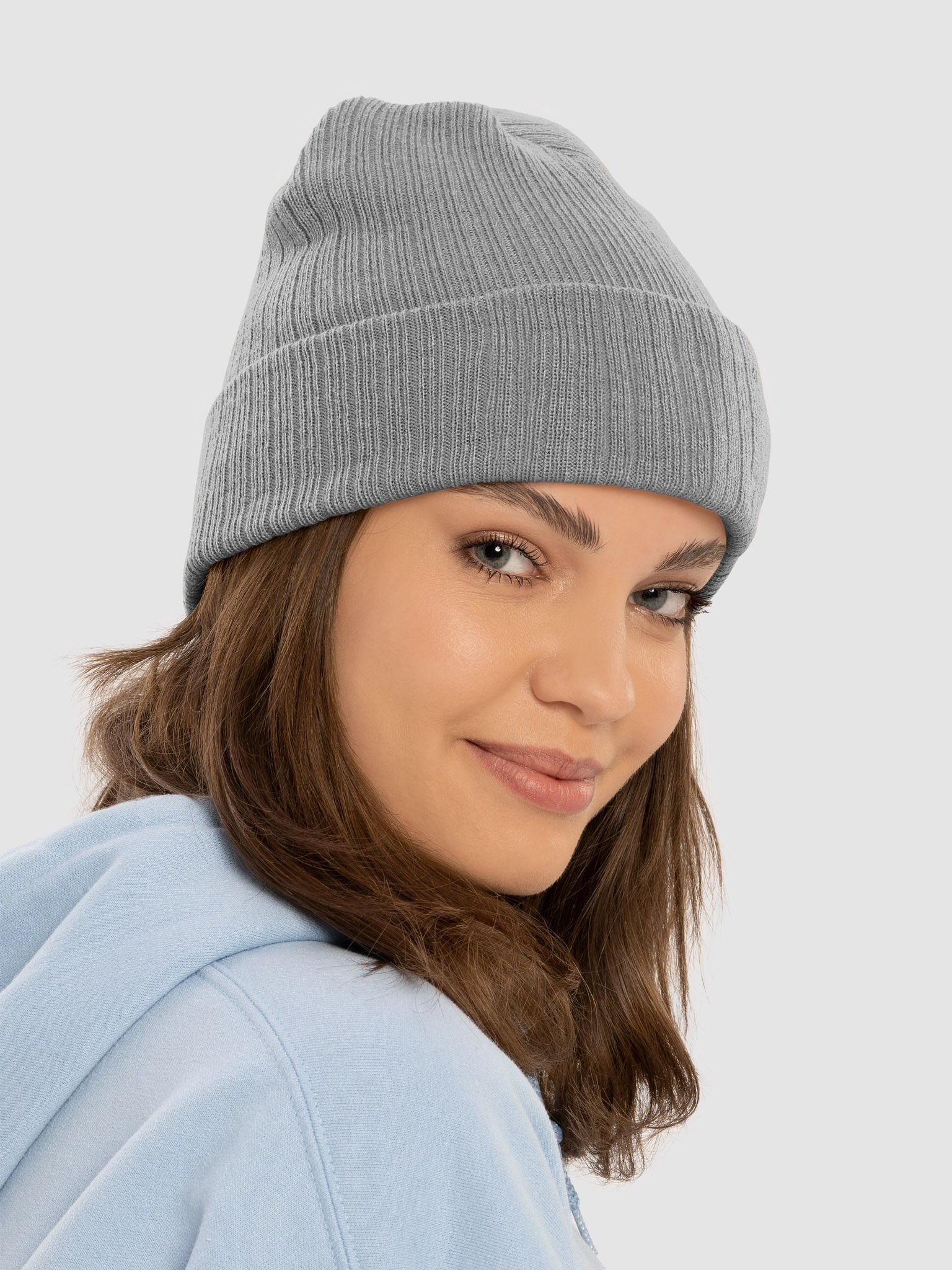 70% cloud” Ribbed Knit Beanie, Atlantis