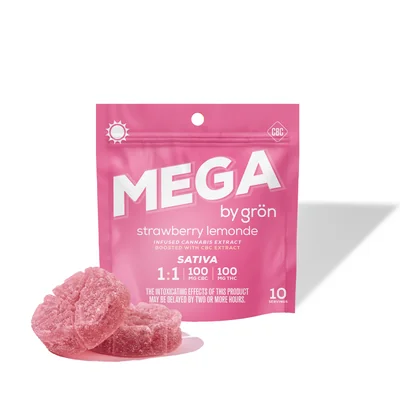 Mega Strawberry Lemonade 1:1 THC:CBC Gummies 100mg