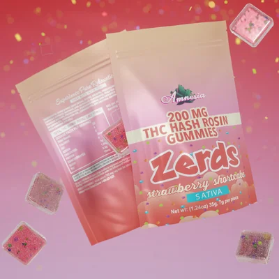 Zerds Strawberry Shortcake Hash Rosin Gummies 5pk 200mg
