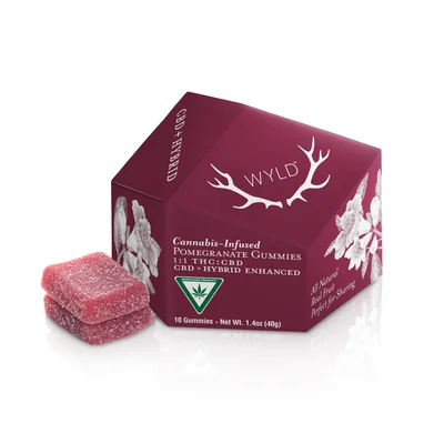WYLD - Pomegranate Hybrid 1:1 THC:CBD Gummies 200mg