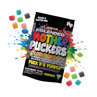 Sour Berry Burst Puck'd & Pumped Supercharged Live Rosin Chews 200mg