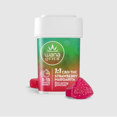 Wana Quick - Strawberry Margarita 1:1 CBD:THC Gummies 200mg