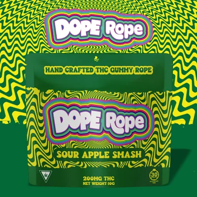 Sour Apple Smash Gummy Rope 200mg