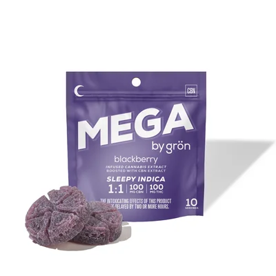 Mega Blackberry 1:1 THC:CBN Gummies 100mg