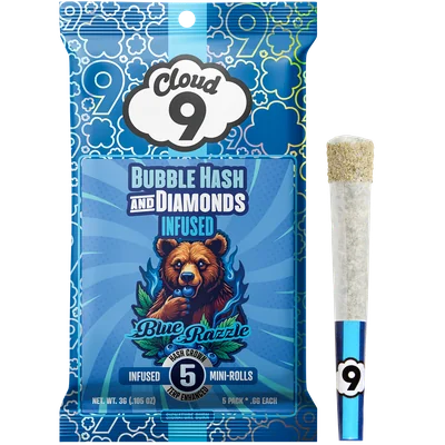 Blue Razzle Bubble Hash and Diamond Infused 5pk 3g