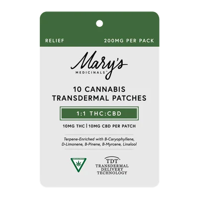 Relief 1:1 THC:CBD Transdermal Patch 100mg 10pk