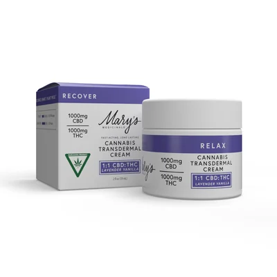 Transdermal Cream Recover Lavender Vanilla 1000mg CBD:1000mg THC