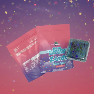 Zerds Blue Razz Hash Rosin Gummy Single 200mg