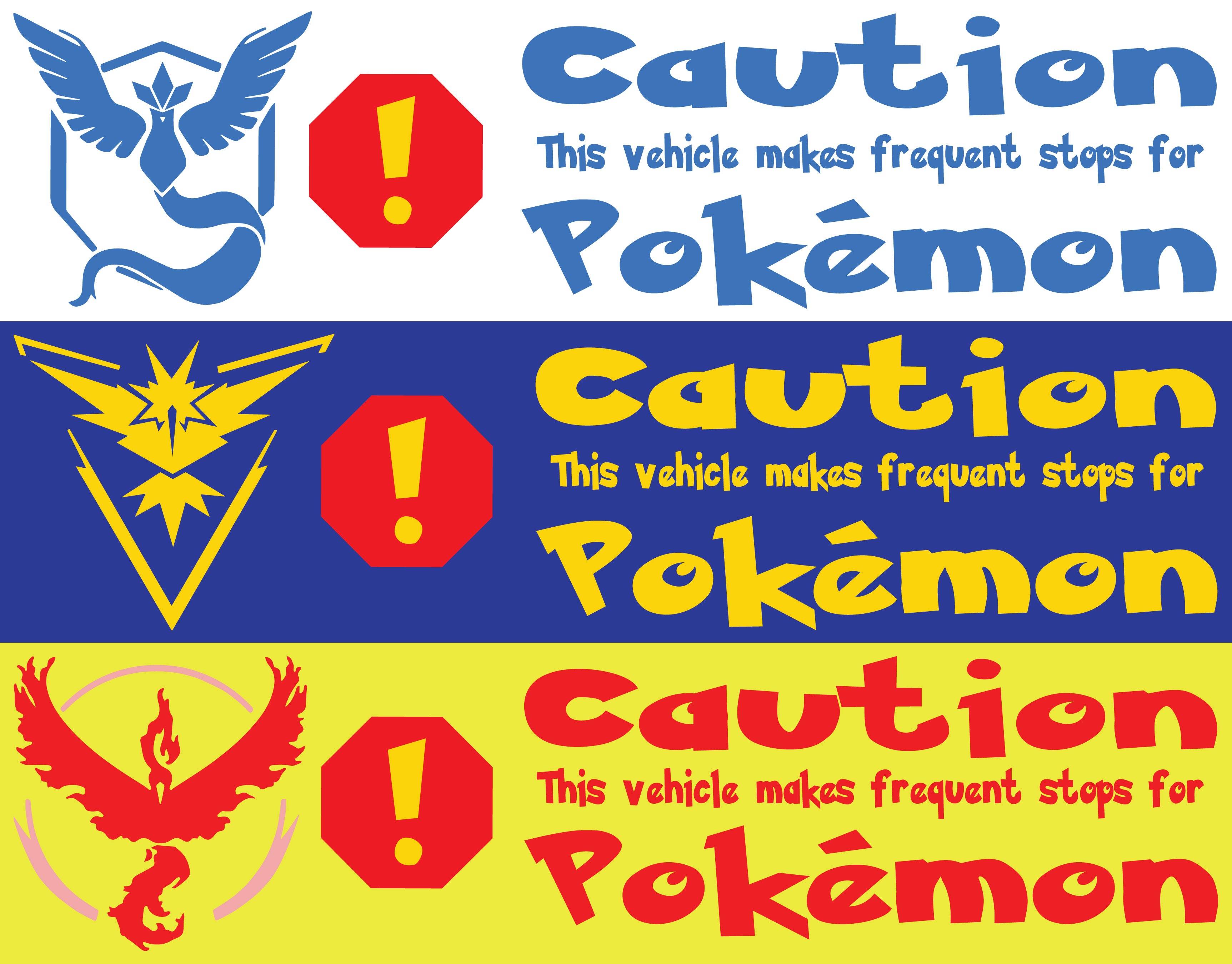 Pokémon GO team bumper stickers