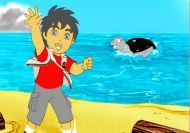 Coloreando a Diego en la playa