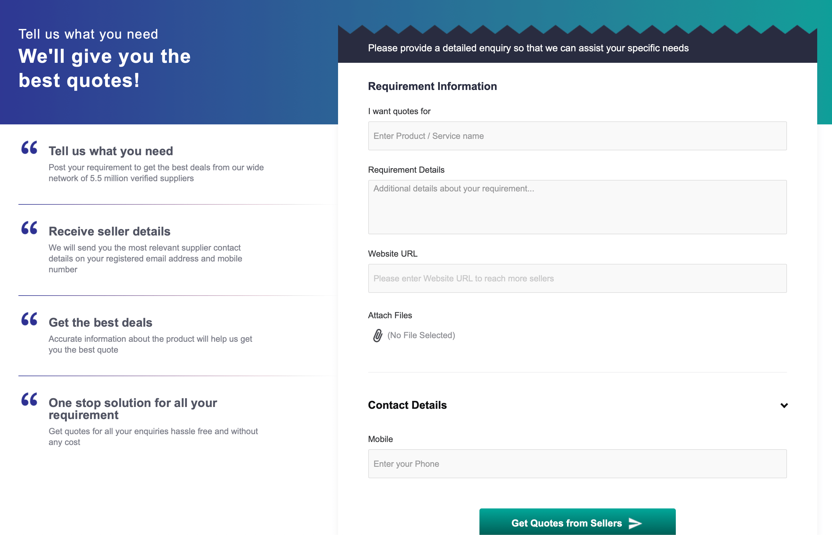 An IndiaMART BuyLead or Buy Requirement Form