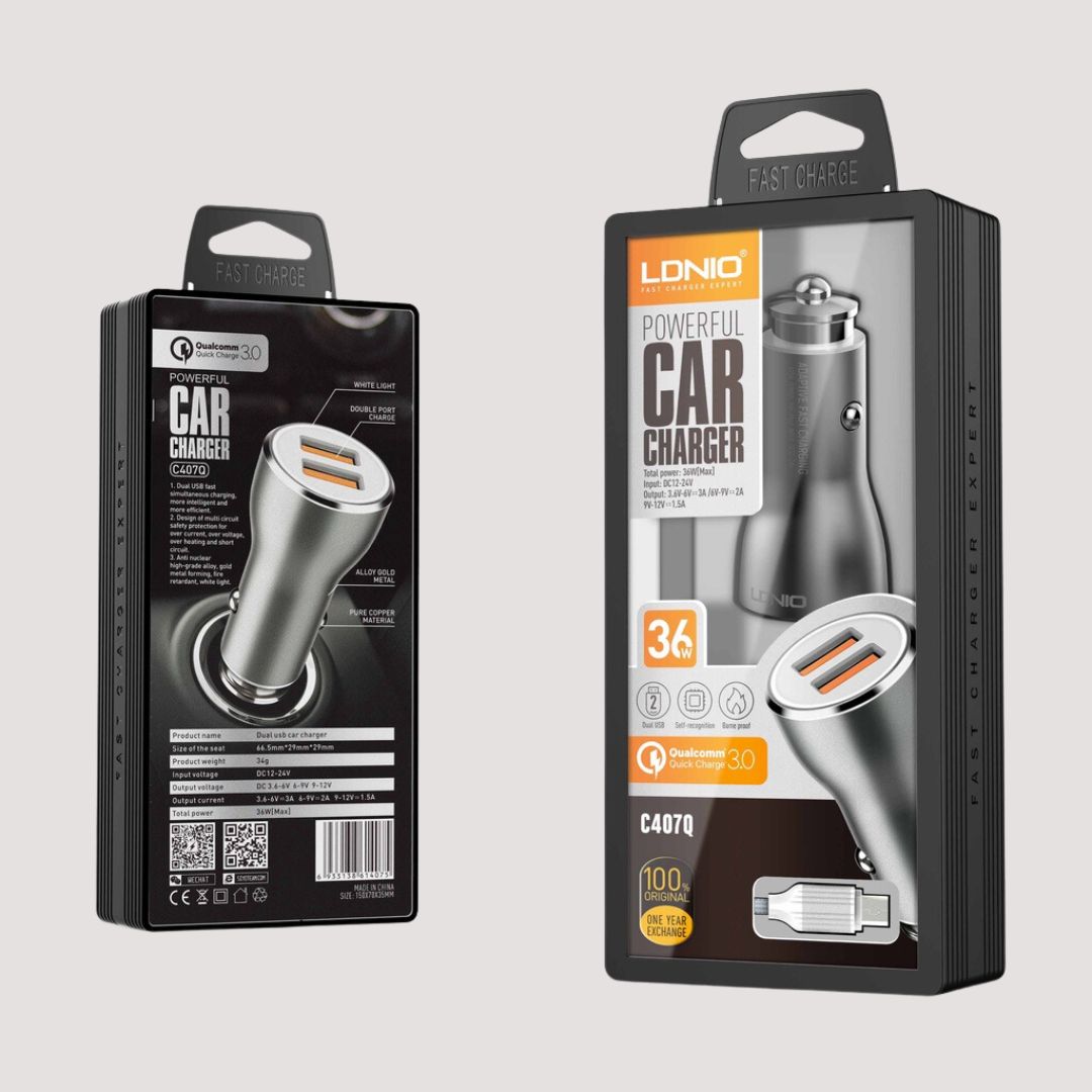Dual Car Charger - Fast Charging