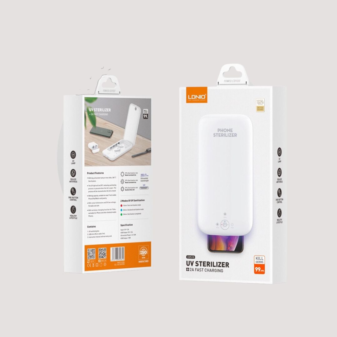 UV Phone Sanitizer Box with Phone Charging