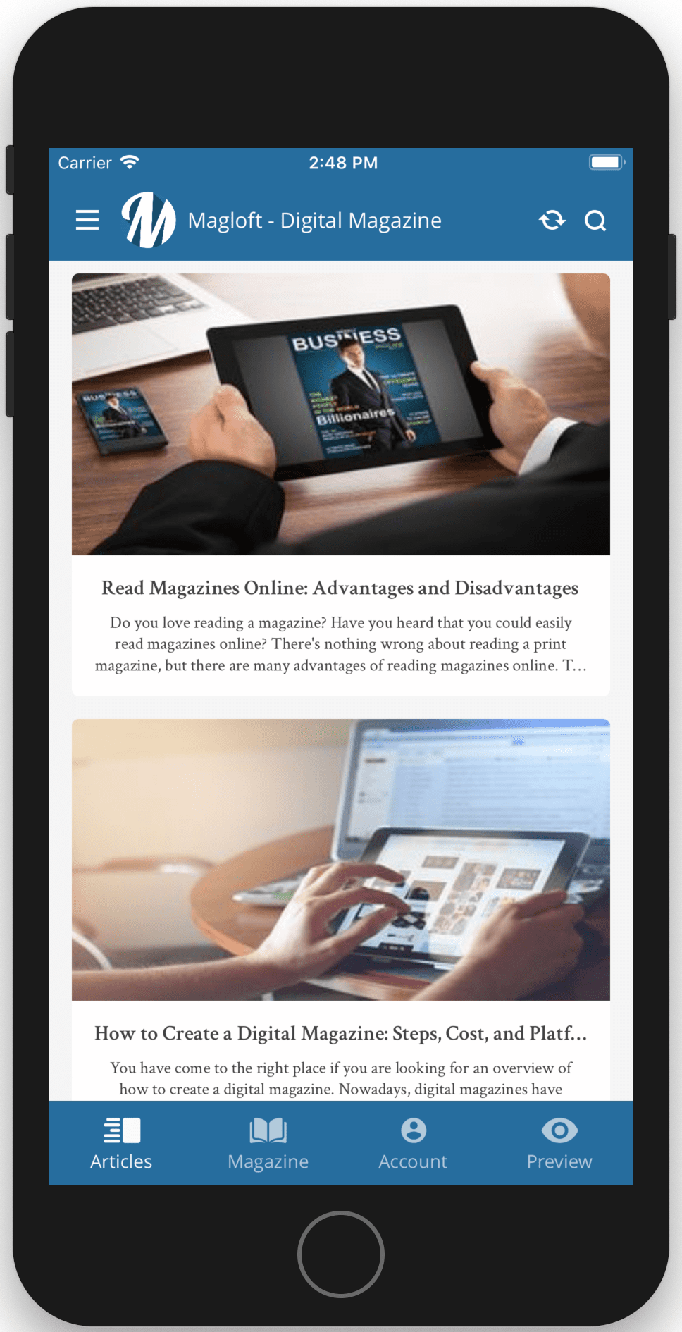 customer engagement: magloft Articles feature