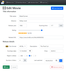 Movie data form