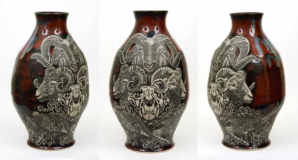 Ellie Anna Bryan, Fire Vase, porcelain, glaze, & slip