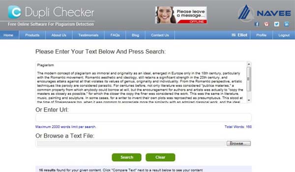 DupliChecker.com cho phép kiểm tra nội dung trùng lặp nhanh chóng.