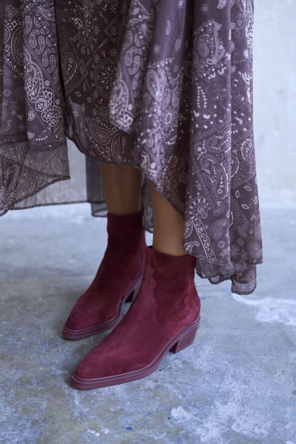 BELİNS MAROON SUEDE COWBOY BOOTS - Image 5