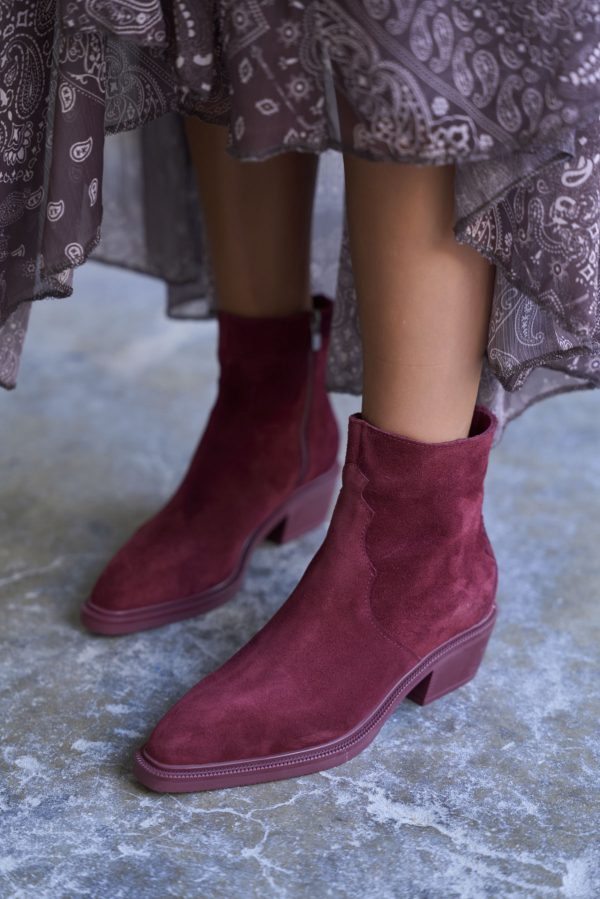 BELİNS MAROON SUEDE COWBOY BOOTS