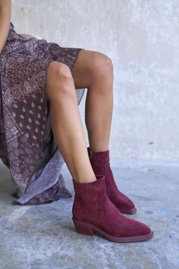 BELİNS MAROON SUEDE COWBOY BOOTS - Image 3