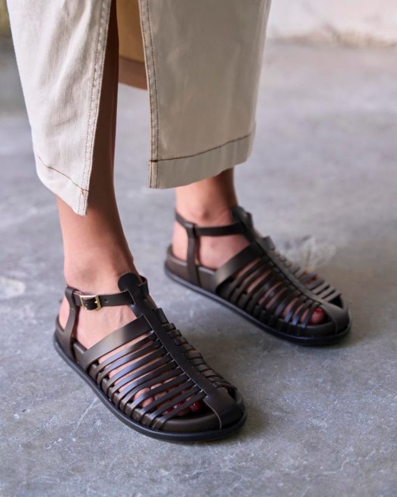 WATTS BROWN LEATHER SANDALS