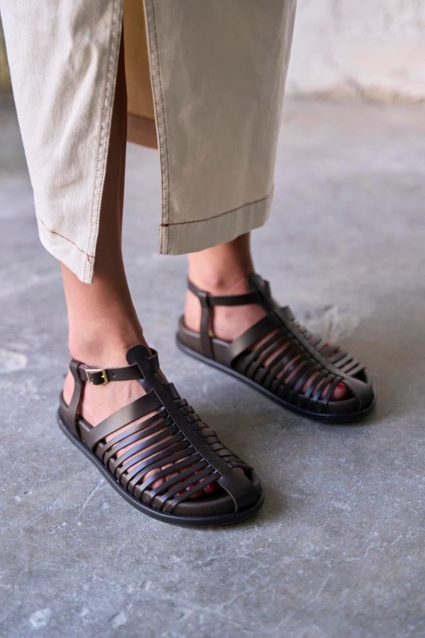 WATTS BROWN LEATHER SANDALS