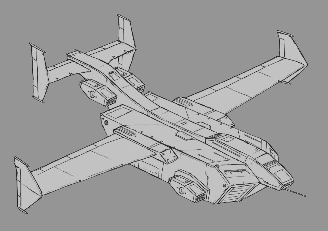 Mecha Knight Nightmare 2 VTOL transporter aircraft concept