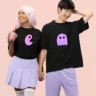 Pac-Man Power Couple Tees| Adorable Matching Tshirts - Express your inseparable bond with our "Here & With You Couple Tees"! This set is designed to speak volumes without saying a word – one tee proudly declares "I'm here," while its counterpart completes the sentence with a heartfelt "with you." Together, they create a powerful affirmation of love and togetherness.