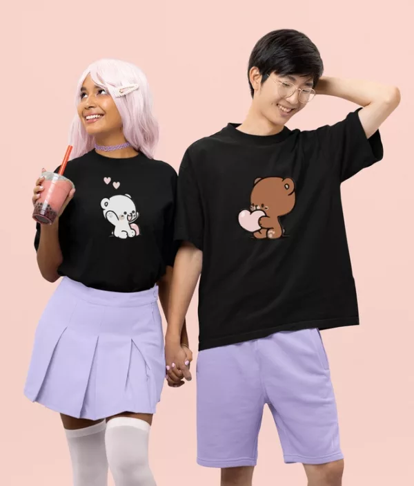 Bear-y Much in Love Couple tees| Adorable Matching Tshirts - Dive into the cozy world of affection with our "Bear-y Much in Love Couple Tees." Featuring two endearing bears expressing love, these shirts radiate warmth and charm. The playful design captures the essence of a love that's as sweet and comforting as a bear hug.