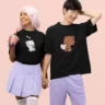 Bear-y Much in Love Couple tees| Adorable Matching Tshirts - Our adorable otter, gracefully holding a heart, brings a touch of irresistible cuteness to these tees. Crafted with care and designed to spread love, each shirt is a celebration of affection and joy.