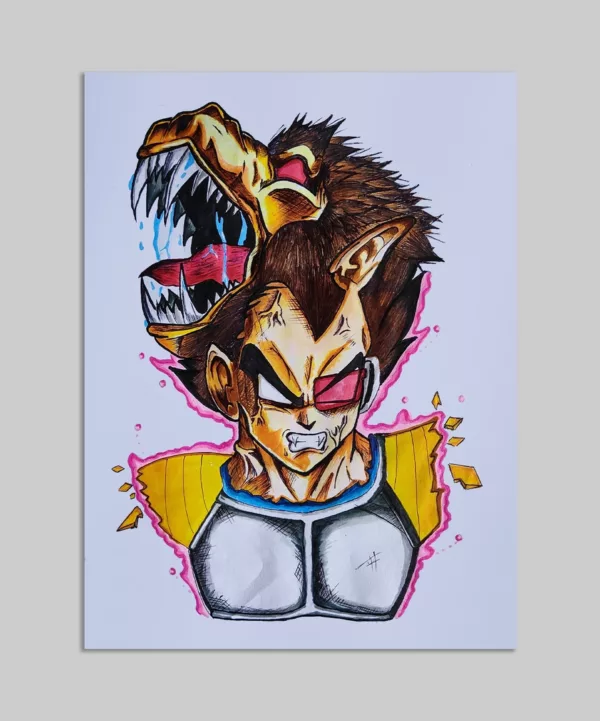 Prince of all Sayains Dragon ball Metal Poster - This Prince of all Sayains piece showcases the powerful and regal presence of Vegeta, the iconic warrior from Dragon Ball.