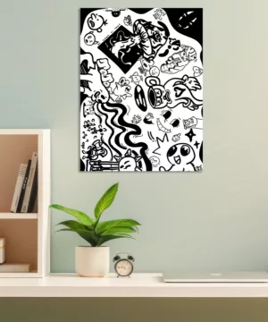 Psychedelic Doodle Abstract Metal Poster - Infuse your space with vibrant energy and captivating design with our Psychedelic Doodle Abstract Metal Poster. This high-quality metal print features an explosion of intricate doodles, perfect for adding a bold, artistic touch to any room.